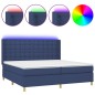 vidaXL Boxspringbett mit Matratze & LED Blau 200x200 cm Stoff vidaXL Boxspringbett mit Matratze & LED Blau 200x200 cm Stoff