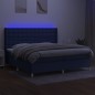vidaXL Boxspringbett mit Matratze & LED Blau 200x200 cm Stoff vidaXL Boxspringbett mit Matratze & LED Blau 200x200 cm Stoff