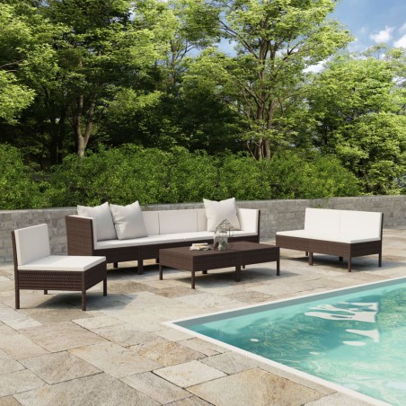 vidaXL 9-tlg. Garten-Lounge-Set mit Auflagen Poly Rattan Braun
