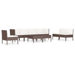vidaXL 9-tlg. Garten-Lounge-Set mit Auflagen Poly Rattan Braun