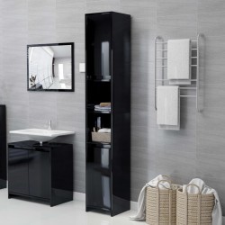 vidaXL Badezimmerschrank Hochglanz-Schwarz 30x30x183,5cm Holzwerkstoff
