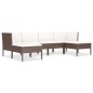 6-tlg. Garten-Lounge-Set mit Auflagen Poly Rattan Braun 6-tlg. Garten-Lounge-Set mit Auflagen Poly Rattan Braun