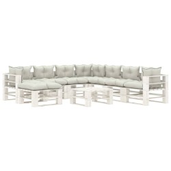 vidaXL 9-tlg. Garten-Lounge-Set Paletten mit Beigen Kissen Holz