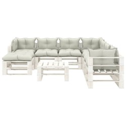 vidaXL 9-tlg. Garten-Lounge-Set Paletten mit Beigen Kissen Holz