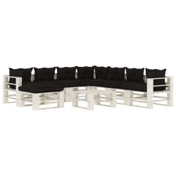  vidaXL 9-tlg. Garten-Lounge-Set Paletten mit Kissen in Schwarz Holz