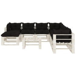  vidaXL 9-tlg. Garten-Lounge-Set Paletten mit Kissen in Schwarz Holz