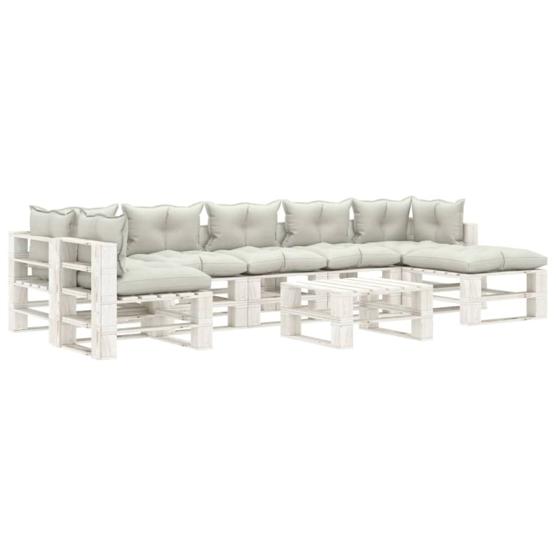 vidaXL 8-tlg. Paletten-Lounge-Set mit Kissen in Beige Holz vidaXL 8-tlg. Paletten-Lounge-Set mit Kissen in Beige Holz