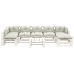vidaXL 8-tlg. Paletten-Lounge-Set mit Kissen in Beige Holz