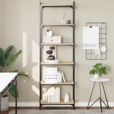 vidaXL Bücherregal 6 Böden Sonoma-Eiche 60x30x188 cm Holzwerkstoff