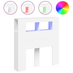 vidaXL LED-Kopfteil Weiß 100x18,5x103,5 cm Holzwerkstoff
