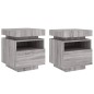 vidaXL Nachttische mit LED-Leuchten 2 Stk. Grau Sonoma 40x39x48,5 cm vidaXL Nachttische mit LED-Leuchten 2 Stk. Grau Sonoma 40x39x48,5 cm