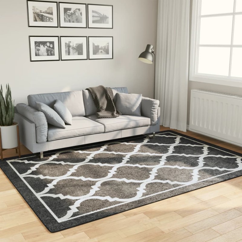vidaXL Teppich Waschbar Schwarz und Weiß 160x230 cm Rutschfest vidaXL Teppich Waschbar Schwarz und Weiß 160x230 cm Rutschfest