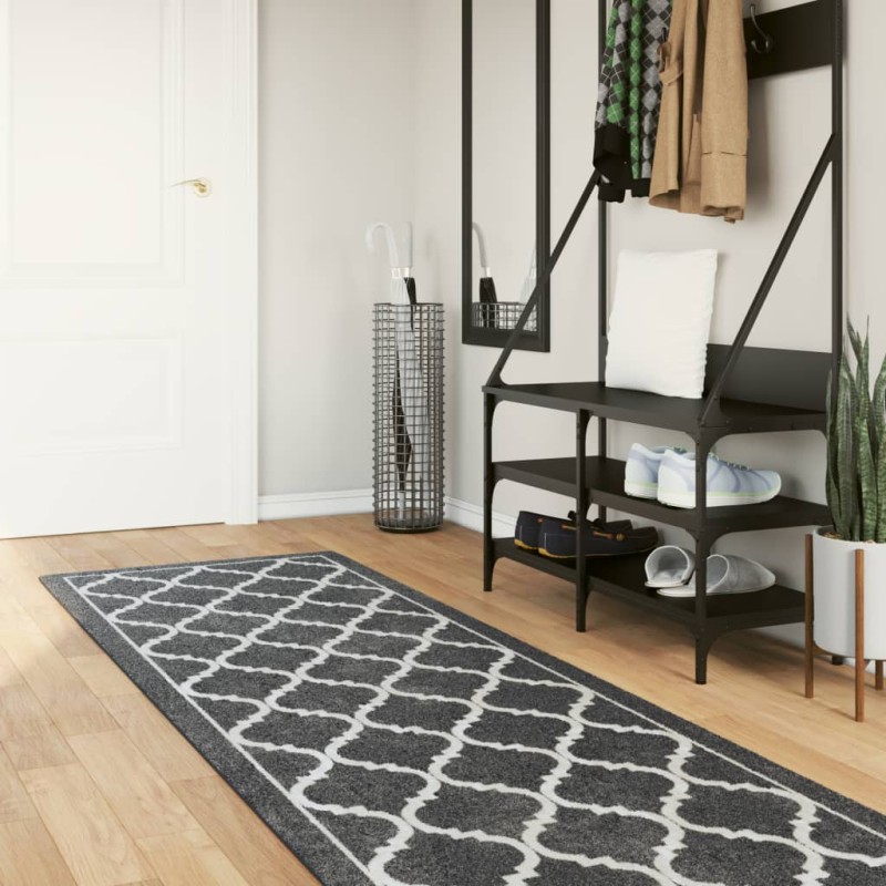 vidaXL Teppich Waschbar Schwarz und Weiß 80x300 cm Rutschfest vidaXL Teppich Waschbar Schwarz und Weiß 80x300 cm Rutschfest