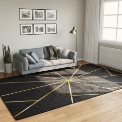 vidaXL Teppich Waschbar Schwarz und Golden 190x300 cm Rutschfest