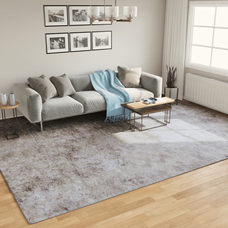 vidaXL Teppich Waschbar Grau 400x300 cm Rutschfest vidaXL Teppich Waschbar Grau 400x300 cm Rutschfest