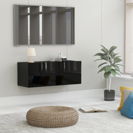 vidaXL TV-Schrank Hochglanz-Schwarz 80x30x30 cm Holzwerkstoff