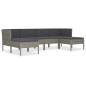 vidaXL 6-tlg. Garten-Lounge-Set mit Auflagen Poly Rattan Grau vidaXL 6-tlg. Garten-Lounge-Set mit Auflagen Poly Rattan Grau