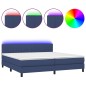 vidaXL Boxspringbett mit Matratze & LED Blau 200x200 cm Stoff vidaXL Boxspringbett mit Matratze & LED Blau 200x200 cm Stoff