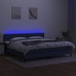 vidaXL Boxspringbett mit Matratze & LED Blau 200x200 cm Stoff vidaXL Boxspringbett mit Matratze & LED Blau 200x200 cm Stoff