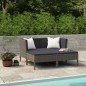 4-tlg. Garten-Lounge-Set mit Auflagen Poly Rattan Grau 4-tlg. Garten-Lounge-Set mit Auflagen Poly Rattan Grau