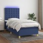 vidaXL Boxspringbett mit Matratze & LED Blau 100x200 cm Stoff vidaXL Boxspringbett mit Matratze & LED Blau 100x200 cm Stoff