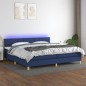 vidaXL Boxspringbett mit Matratze & LED Blau 200x200 cm Stoff vidaXL Boxspringbett mit Matratze & LED Blau 200x200 cm Stoff