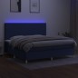 vidaXL Boxspringbett mit Matratze & LED Blau 200x200 cm Stoff vidaXL Boxspringbett mit Matratze & LED Blau 200x200 cm Stoff