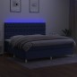 vidaXL Boxspringbett mit Matratze & LED Blau 200x200 cm Stoff vidaXL Boxspringbett mit Matratze & LED Blau 200x200 cm Stoff