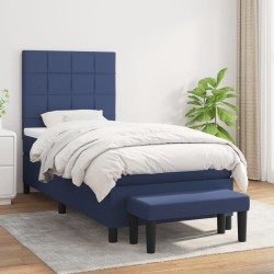 vidaXL Boxspringbett mit Matratze Blau 100x200 cm Stoff