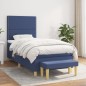 vidaXL Boxspringbett mit Matratze Blau 100x200 cm Stoff vidaXL Boxspringbett mit Matratze Blau 100x200 cm Stoff
