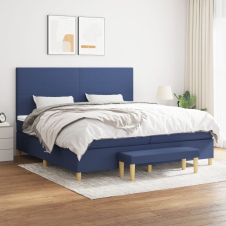 vidaXL Boxspringbett mit Matratze Blau 200x200 cm Stoff