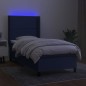 vidaXL Boxspringbett mit Matratze & LED Blau 100x200 cm Stoff vidaXL Boxspringbett mit Matratze & LED Blau 100x200 cm Stoff