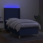 vidaXL Boxspringbett mit Matratze & LED Blau 100x200 cm Stoff vidaXL Boxspringbett mit Matratze & LED Blau 100x200 cm Stoff