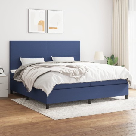 vidaXL Boxspringbett mit Matratze Blau 200x200 cm Stoff