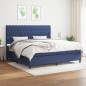 vidaXL Boxspringbett mit Matratze Blau 200x200 cm Stoff vidaXL Boxspringbett mit Matratze Blau 200x200 cm Stoff