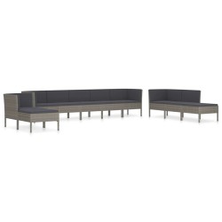 vidaXL 10-tlg. Garten-Lounge-Set mit Auflagen Poly Rattan Grau