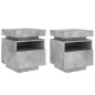vidaXL Nachttische mit LED-Leuchten 2 Stk. Betongrau 40x39x48,5 cm vidaXL Nachttische mit LED-Leuchten 2 Stk. Betongrau 40x39x48,5 cm