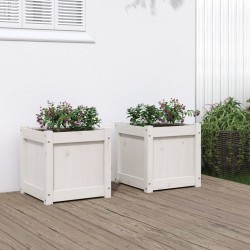 vidaXL Pflanzkübel 2 Stk. Weiß Massivholz Kiefer