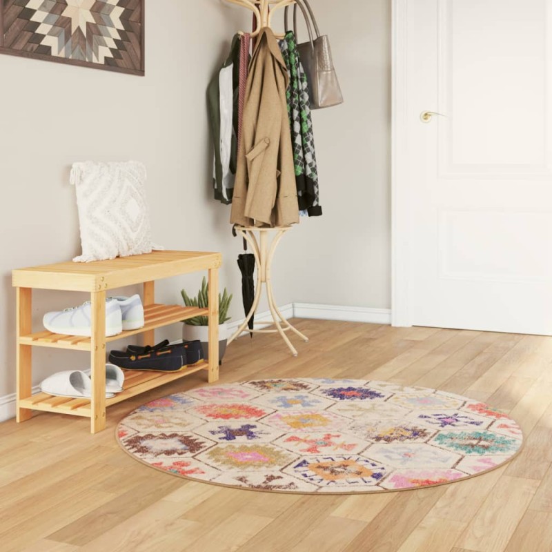 vidaXL Teppich Waschbar Mehrfarbig Ø 120 cm Rutschfest vidaXL Teppich Waschbar Mehrfarbig Ø 120 cm Rutschfest