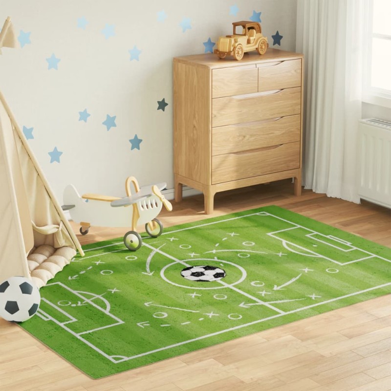 vidaXL Kinderteppich Grün 160x230 cm Fußballfeld Waschbar Rutschfest vidaXL Kinderteppich Grün 160x230 cm Fußballfeld Waschbar Rutschfest