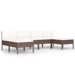 vidaXL 6-tlg. Garten-Lounge-Set mit Auflagen Poly Rattan Braun