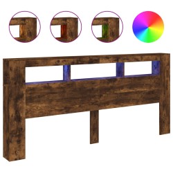 vidaXL LED-Kopfteil Räuchereiche 220x18,5x103,5 cm Holzwerkstoff