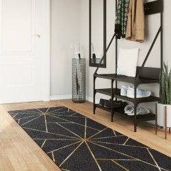 vidaXL Teppich Waschbar Schwarz und Golden 80x300 cm Rutschfest