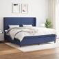 vidaXL Boxspringbett mit Matratze Blau 200x200 cm Stoff vidaXL Boxspringbett mit Matratze Blau 200x200 cm Stoff