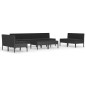10-tlg. Garten-Lounge-Set mit Auflagen Poly Rattan Schwarz 10-tlg. Garten-Lounge-Set mit Auflagen Poly Rattan Schwarz