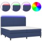 vidaXL Boxspringbett mit Matratze & LED Blau 200x200 cm Stoff vidaXL Boxspringbett mit Matratze & LED Blau 200x200 cm Stoff