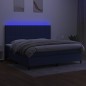 vidaXL Boxspringbett mit Matratze & LED Blau 200x200 cm Stoff vidaXL Boxspringbett mit Matratze & LED Blau 200x200 cm Stoff