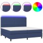 vidaXL Boxspringbett mit Matratze & LED Blau 200x200 cm Stoff vidaXL Boxspringbett mit Matratze & LED Blau 200x200 cm Stoff