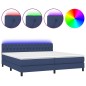vidaXL Boxspringbett mit Matratze & LED Blau 200x200 cm Stoff vidaXL Boxspringbett mit Matratze & LED Blau 200x200 cm Stoff