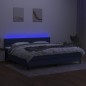 vidaXL Boxspringbett mit Matratze & LED Blau 200x200 cm Stoff vidaXL Boxspringbett mit Matratze & LED Blau 200x200 cm Stoff